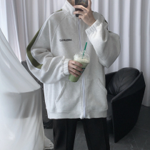 Mr. Sentar plus velvet mens leisure sports Wind Autumn and Winter thick students loose stand collar couple cardigan jacket