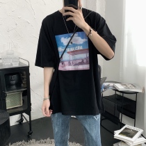 Mr. Short original design dream gas station T-shirt men Korean version summer trend loose couple short sleeve
