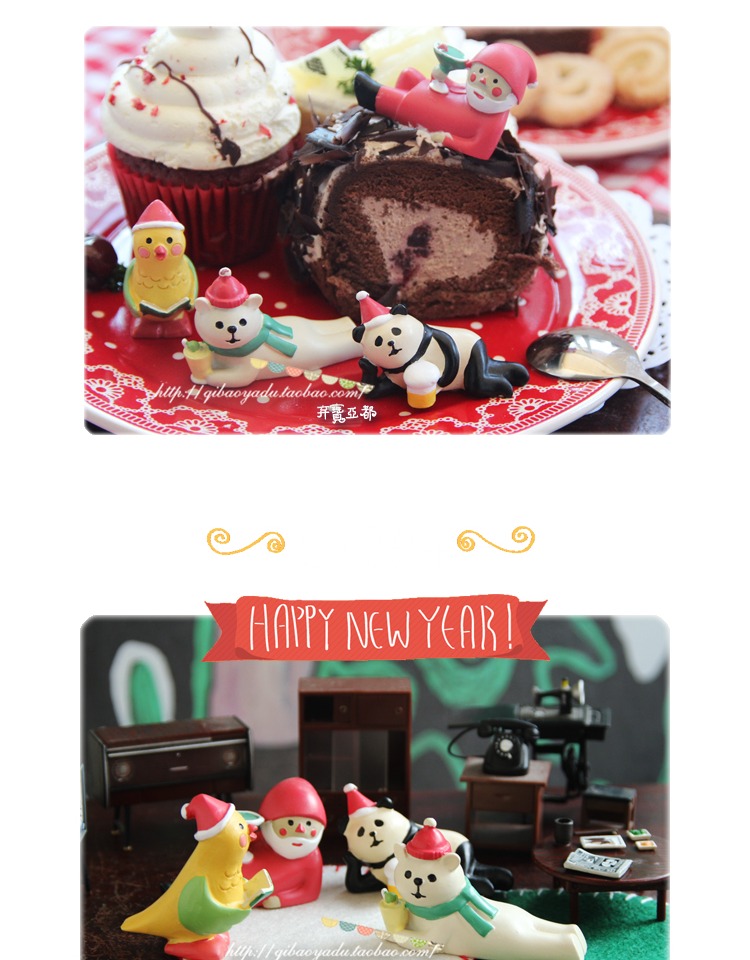 Nhật Bản Decole Zakka Mini Nhựa Món quà Giáng sinh Panda Parrot Gấu trắng Trang trí búp bê Bốn miếng trang tri nha dep
