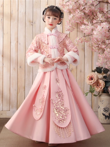 Ханьфу, детский демисезонный красный пуховик, увеличенная толщина, китайский стиль