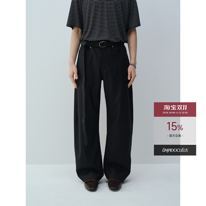 Limpidoculus "Magic Pants Kael" Japanese Imported Acetate Linen Tencel Three-Dimensional Micro-Curved Knife-Cut Trousers