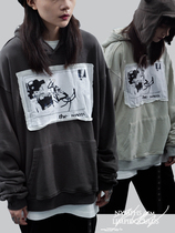LIMPIDOCULUS (LIMS) 20AW autumn winter two-tone loose hood wash breaks patch bumper sweatshirt
