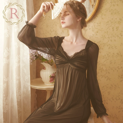 Сексуальная осенняя пижама, юбка, кружевной черный топ с чашечками, лонгслив для принцессы, французский стиль