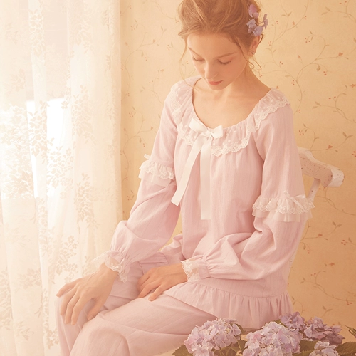 Осенняя пижама, сексуальный хлопковый лонгслив, ретро тонкий комплект