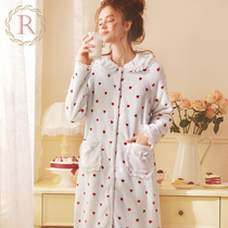 RoseTree Coral Fleece Sleepwear Women's Winter Thick Long Bathrobe Pajamas Sweet Princess Flannel Sleepwear