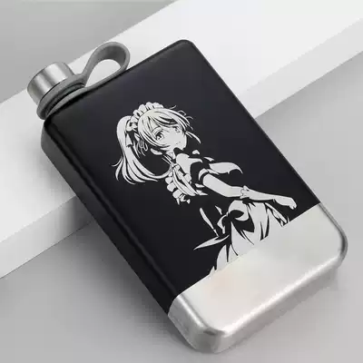 9OZ oz 5 two Black Portable food grade 304 stainless steel jug Hip Flask personalized custom LOGO lettering