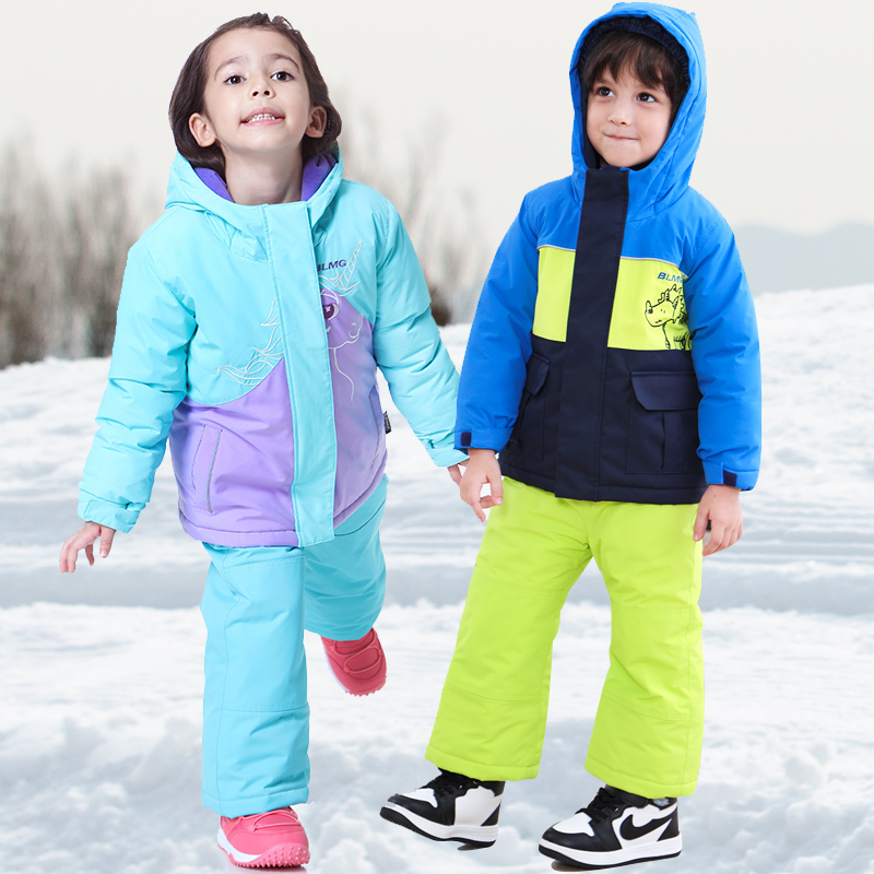 Autumn and winter outdoor padded waterproof windproof stormtrooper Children's ski suit set Ski equipment warm ski suit