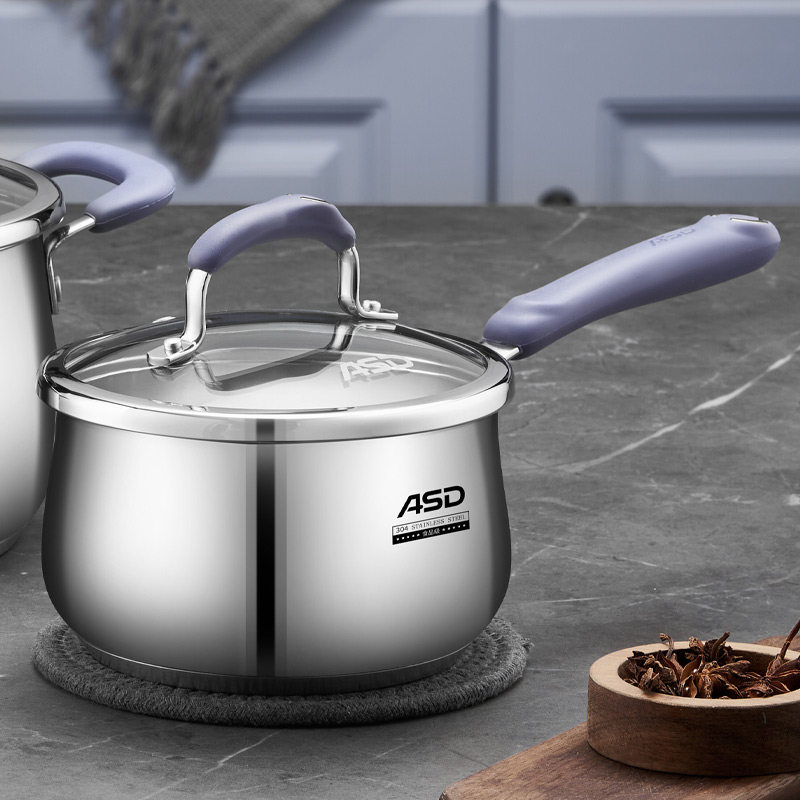 Aishida milk pot 304 stainless steel thickened 18cm porridge pot small induction cooker gas baby baby food pot