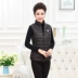 Phụ nữ trung niên mùa thu đông cộng với áo vest nhung Mẹ trung niên cỡ lớn đứng cổ áo chần vest bà mặc vest áo khoác nữ trung niên Áo vest