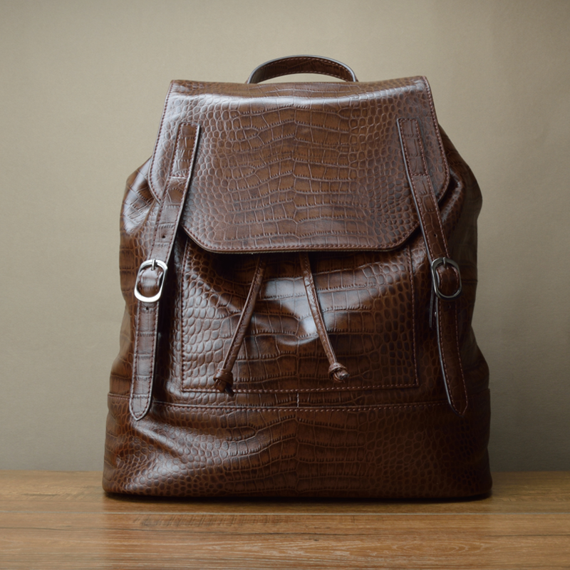 fmmix imports high - grade crocodile leather shoulder backpack for luxury luxury heads - skin backpack