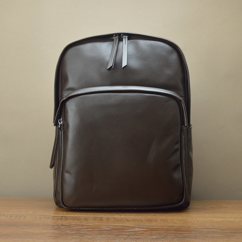 Fima Imported Calf Leather Men's Backpack Square Business Computer Real Cow Leather Double Shoulder Bag for European and American Leisure 