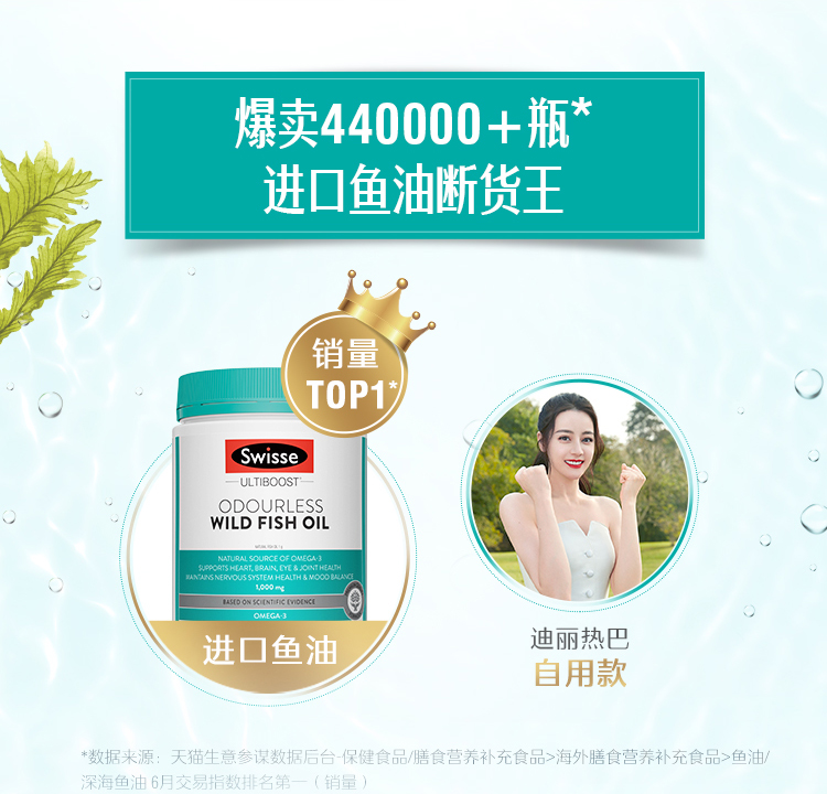 Swisse 无腥味深海鱼油软胶囊 1000mg*400粒 图2