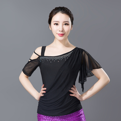 Adult Women&apos;s Modern National Standard Dance Dress Short Sleeve Top Latin Square Dance Dress