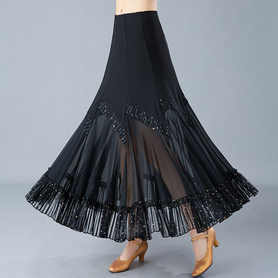 Women&apos;s Modern Dance Skirt Waltz National Standard Friendship Dance Practice Half-length Dress