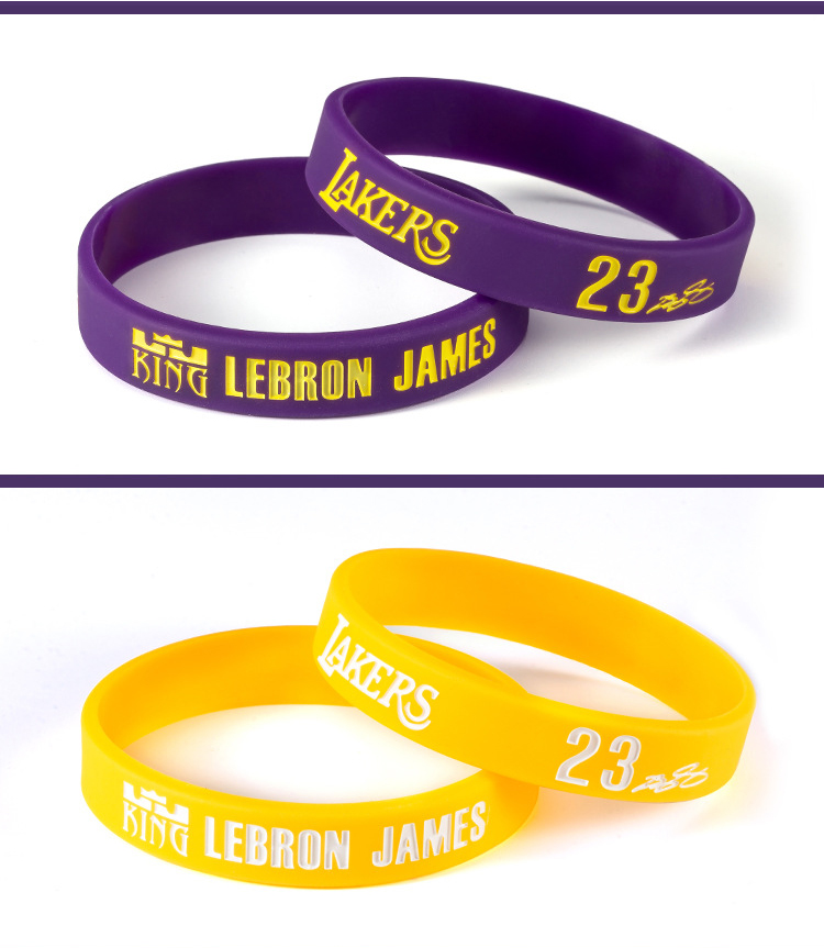 Vòng đeo tay ngôi sao Nba Lakers James Kobe vòng đeo tay thể thao silicone sáng đeo tay 	mua quần áo bóng rổ	