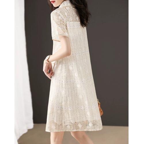 Сентябрьский хит Momo's Hit 2025 Summer New Hollow French Lapel Mesh Splicing Play с короткими рукавами для женщин