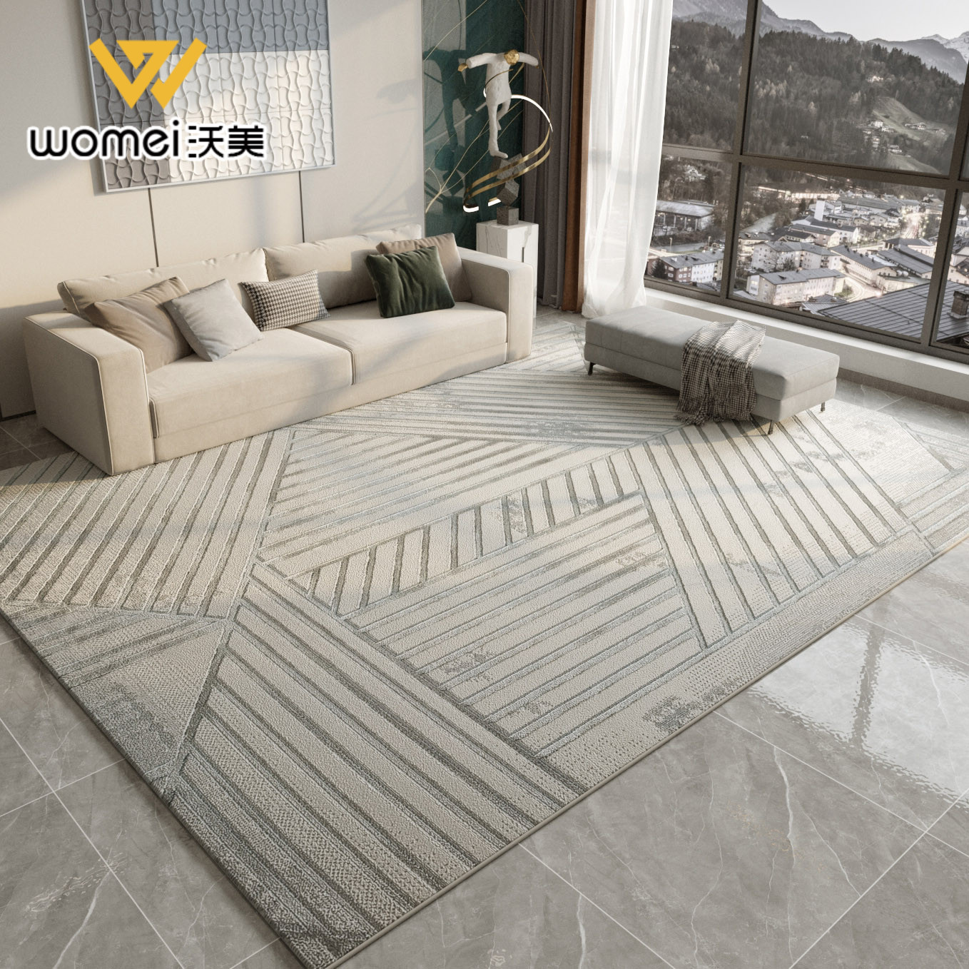 Light Luxury Modern Living Room Carpet Sofa Minimal Japanese Premium Grey Tea Table Carpet Home Cloak Bedroom Carpet Mattress