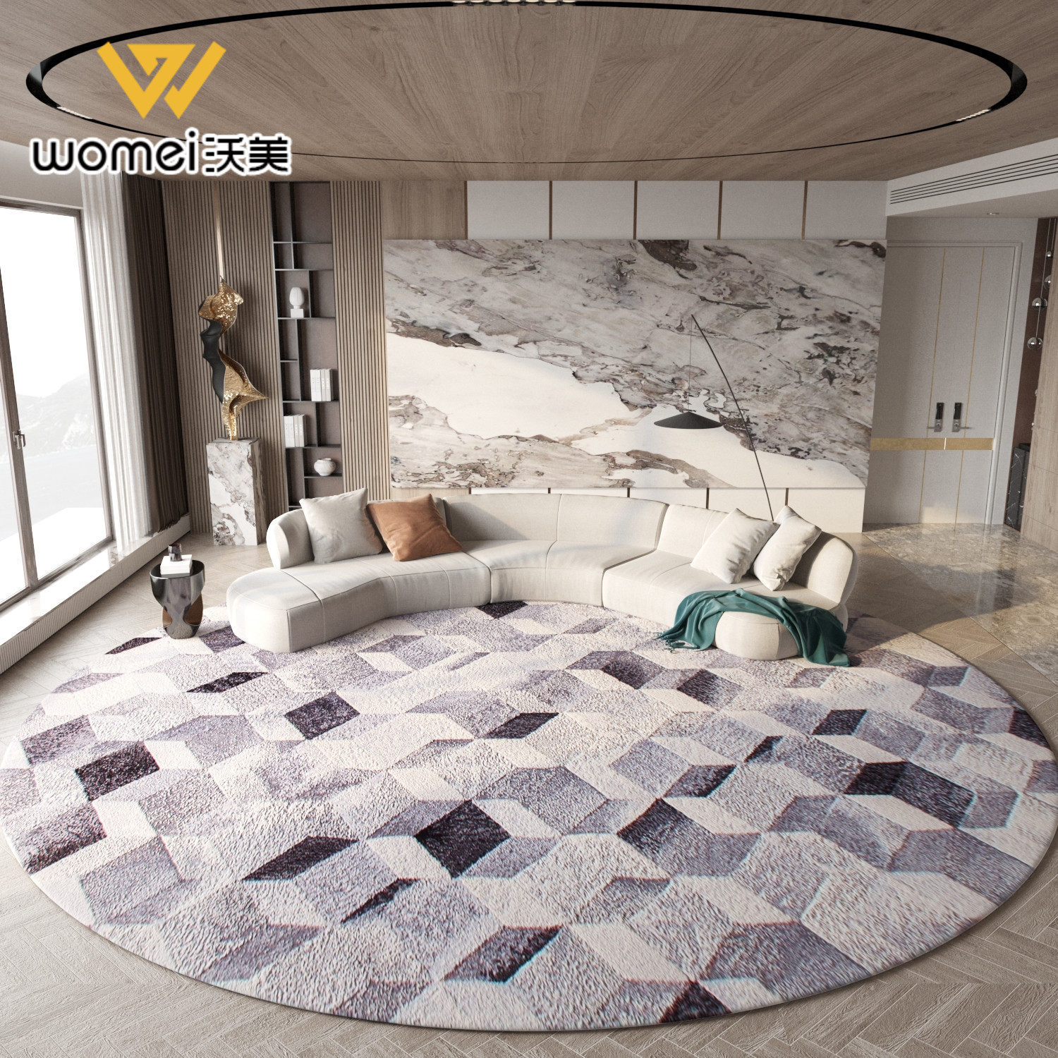 Round carpet living room tea carpet minimally modern diamond study cap room light luxury bedroom custom mat thickening