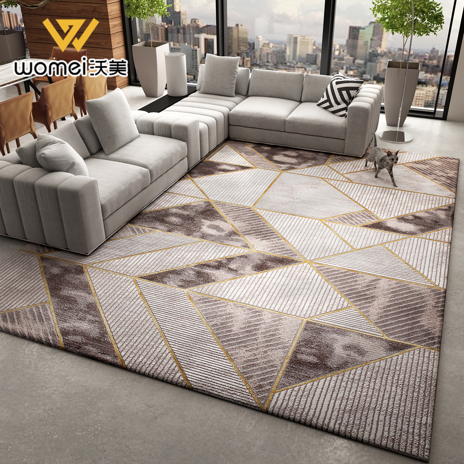 Light luxury carpet living room modern simple Nordic Chinese tea tablets household with large area sofa bedroom carpet custom