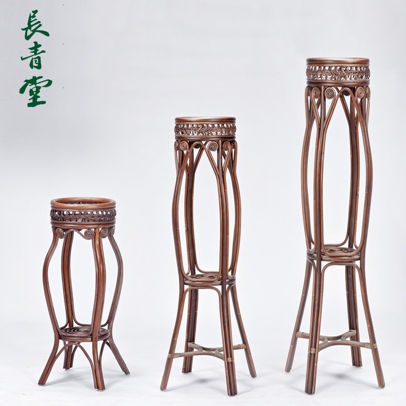 Evergreen hall Balcony corner flower rack Rattan woven floor-to-ceiling rattan shelf Living room round flowers a few pots potted multi-layer shelf