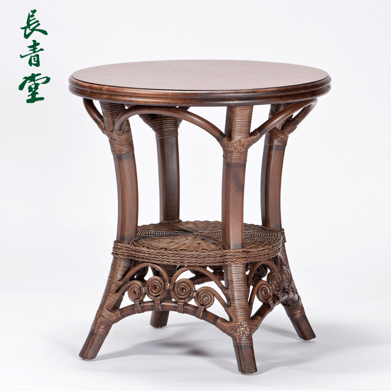 Evergreen Hall Solid Wood Round Tea Table Tea Table Rattan FAMILY BALCONY SMALL TEA TABLE SMALL OUTDOOR LIVING-ROOM BRIEF ABOUT SMALL TABLE