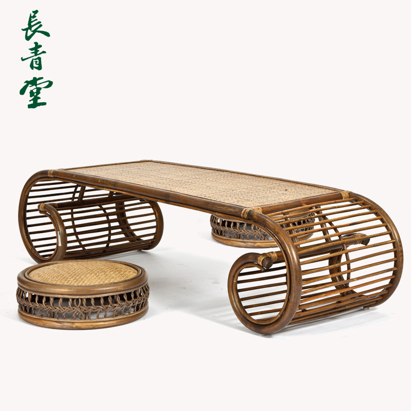 Changqing Tang Rattan tatami small table Bay window small tea table Japanese sitting floor low table Windowsill tea table Wooden Kang table