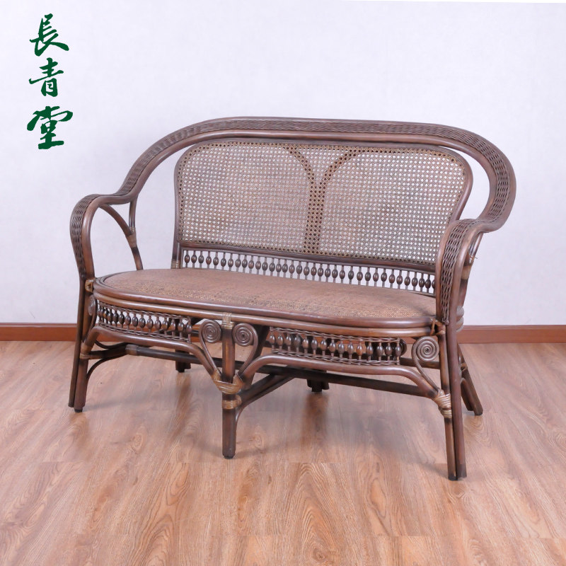 Evergreen Church rattan chic double rattan chair sofa small family balcony Leisure chair Living room Rattan Chair Vine Chair Vine leaning back chair