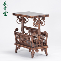 Changqingtang European-style solid wood newspaper rack creative magazine rack rattan living room newspaper rack landing shelf