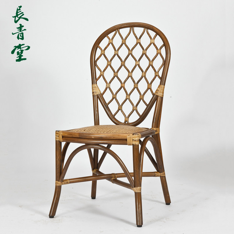 Changqingtang rattan dining chair home dining room dining chair simple Chinese single rattan chair leisure armrest back chair