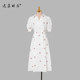 2024 2024 ໃຫມ່ຂອງແມ່ຍິງ Temperament Embroidered Shirt Skirt ສີຂາວ Puff Sleeve Waist Slim Dress