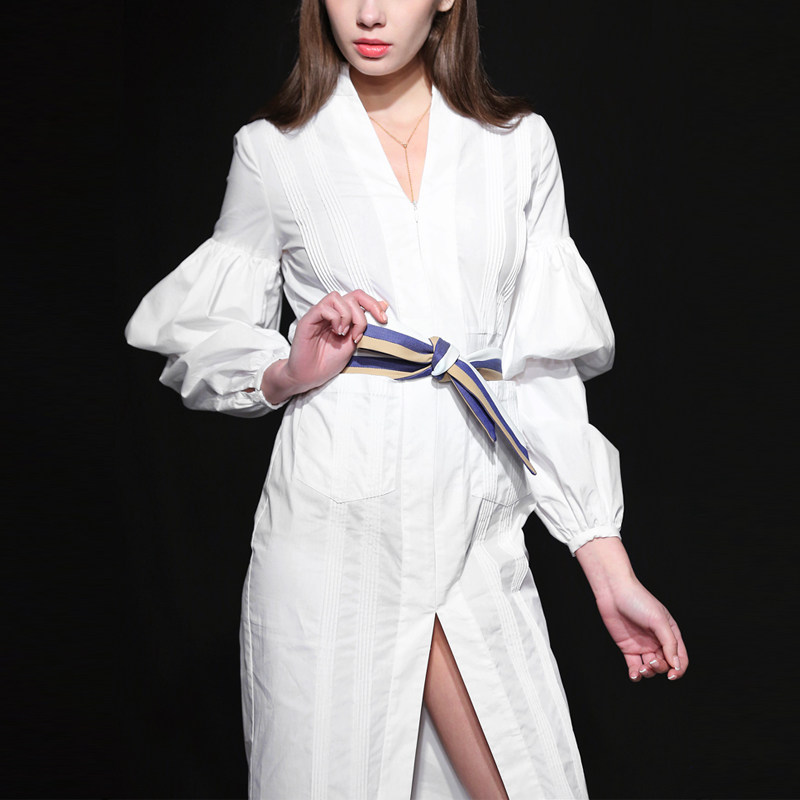 2017秋装新款气质女装中长款打底裙长袖修身性感长裙连衣裙女秋季