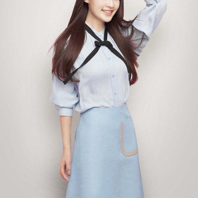 2017秋装新款女装欧美简约气质七分袖上衣+撞色拼接半裙两件套