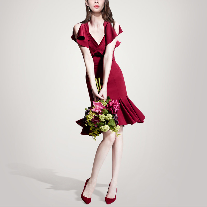 夏季气质名媛性感修身包臀裙子显瘦中长款连衣裙女装夏装2017新款