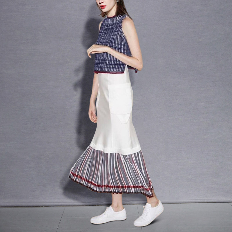 夏季时尚气质休闲两件套无袖上衣T恤半身裙套装女装夏装2017新款