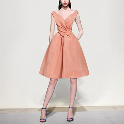 夏季时尚气质名媛复古裙子收腰显瘦中长款连衣裙女装夏装2017新款