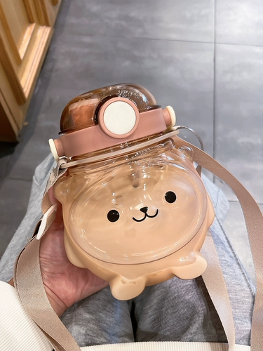 Летний высококачественный вместительный и большой детский милый пластиковый стакан со стаканом, с медвежатами