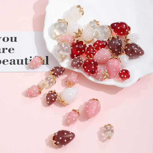 Японская милая клубника из жемчуга, подвеска, серьги ручной работы, аксессуар, ожерелье с аксессуарами, «сделай сам»