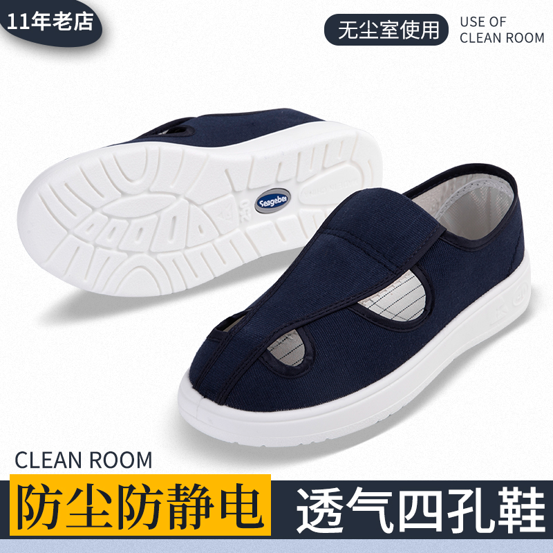 Antistatic Four Holes Shoes Clean Shoes Women Dust Protection Dust-free Shoes Breathable Canvas Four Holes Shoes Four Eyes Working Shoes Men
