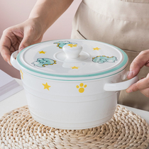 Ceramic Bowl Large Bowl Soup Bowl minimalist Home Nordic Cutlery Cutlery Soup Basin Big stockpot with lid Twin Ear Soup Bowl