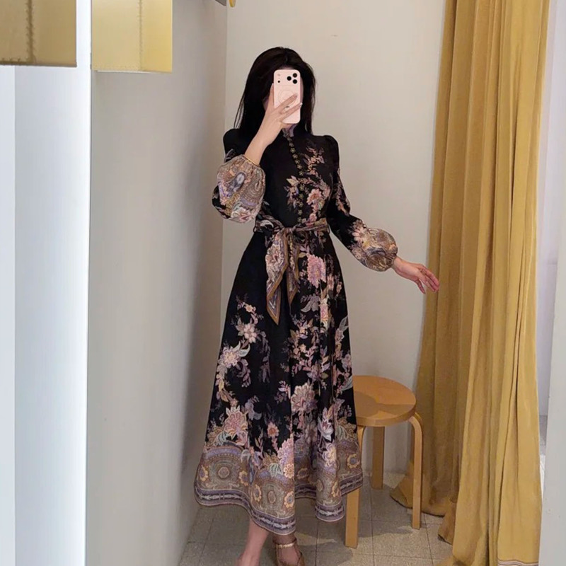 Z's Australian Luxury Custom-Made 2026 Spring Classic Ready-To-Wear New Model Luna Linen Buttoned Mid-Length Dress