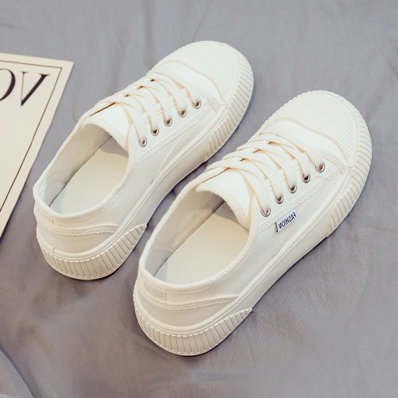 White Sneakers for Women 2026 New Style Versatile Shoes White Biscuit Shoes Thick-Soled Casual Sports Canvas Shoes for Women