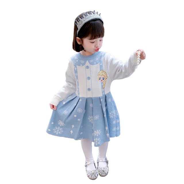 Aisha Princess Dress Girls Aisha Sweater Dress Skirt Frozen Aisha Autumn and Winter Long-sleeved Halloween Dress