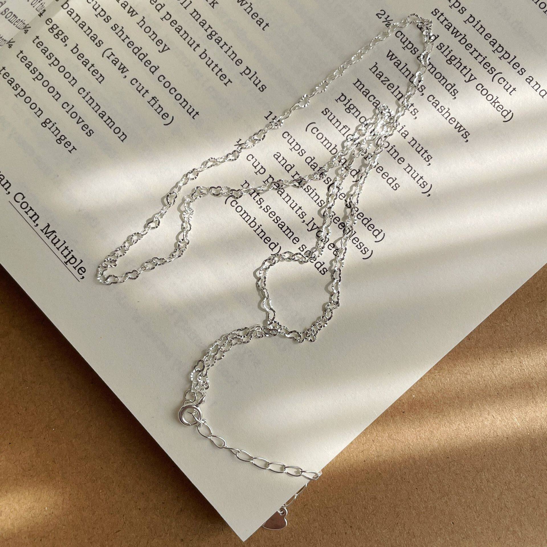 Серебряное ожерелье 【镂空爱心素链】足银999精致简约爱心项链女冷淡风叠戴锁骨链 No brand