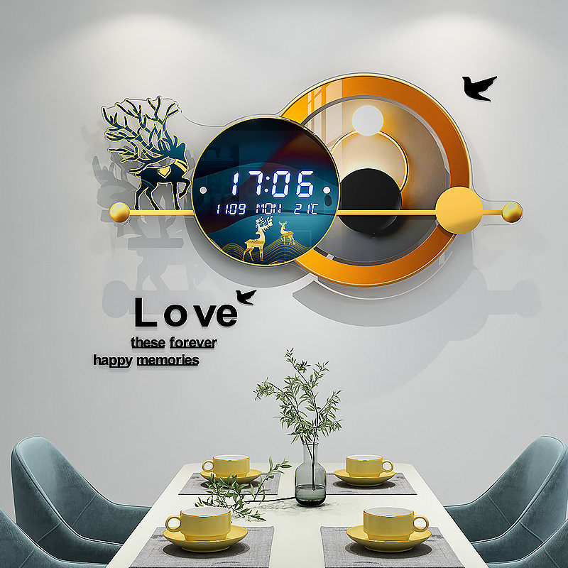 Electronic clock decoration clock wall clock living room home fashion light luxury modern minimalist clock wall-mounted restaurant atmosphere