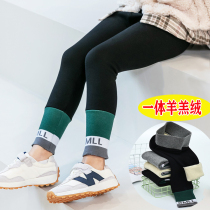 Girls bottom pants integrated with velvety thickened high waist new winter clothing baby pure cotton warm long pants Children outwear