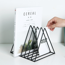 Nordic Minimalist Iron Art Desktop Magazine Containing sleeping room table INS DECORATIONS METAL TRIANGLE BOOKSHELVES EASY
