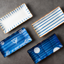 Day Style Ceramic West Dinner Plate Mesh Red Steak Dishes Hand-painted Under color cutlery Home Dish Fish Pan Sushi Pan