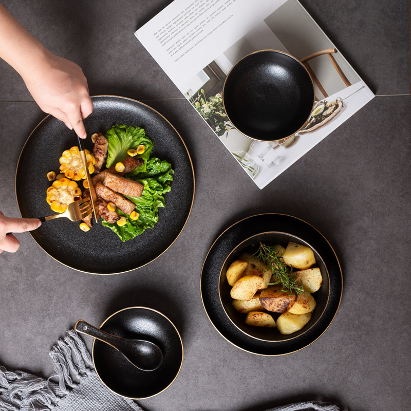 Nordic Creative Ceramic Steak Dish Red Light Luxury Tableware in Western Dish Dish Household Tray Breakfast Disk