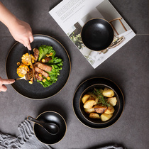 Nordic Creative Ceramic Steak Platter Plate Mesh Red Light Lavish Cutlery Dindish Dish Dish Home Tray Breakfast Dish