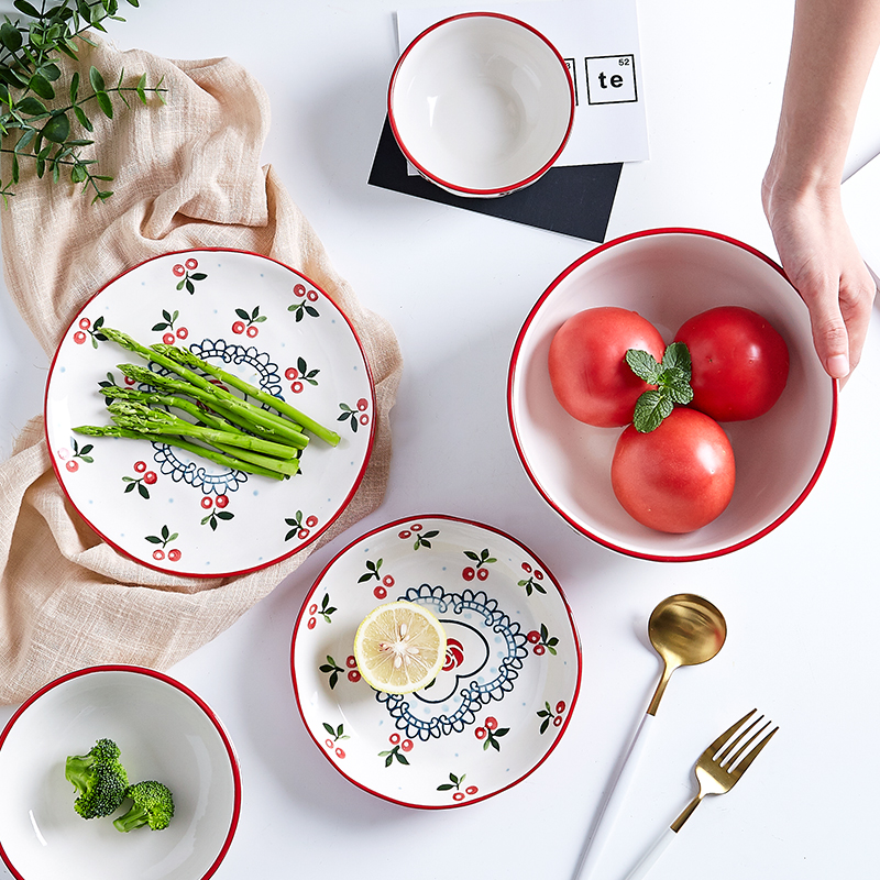 Japan-style Cherry Fields Garden Style ceramic cutlery Domestic dishes Bowls Bowls rice bowls Rice Bowls of Salad Bowls Soup Noodles